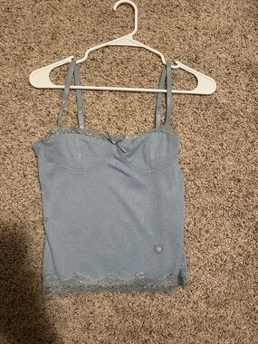 PacSun Dusty Blue Lace-Trim Camisole